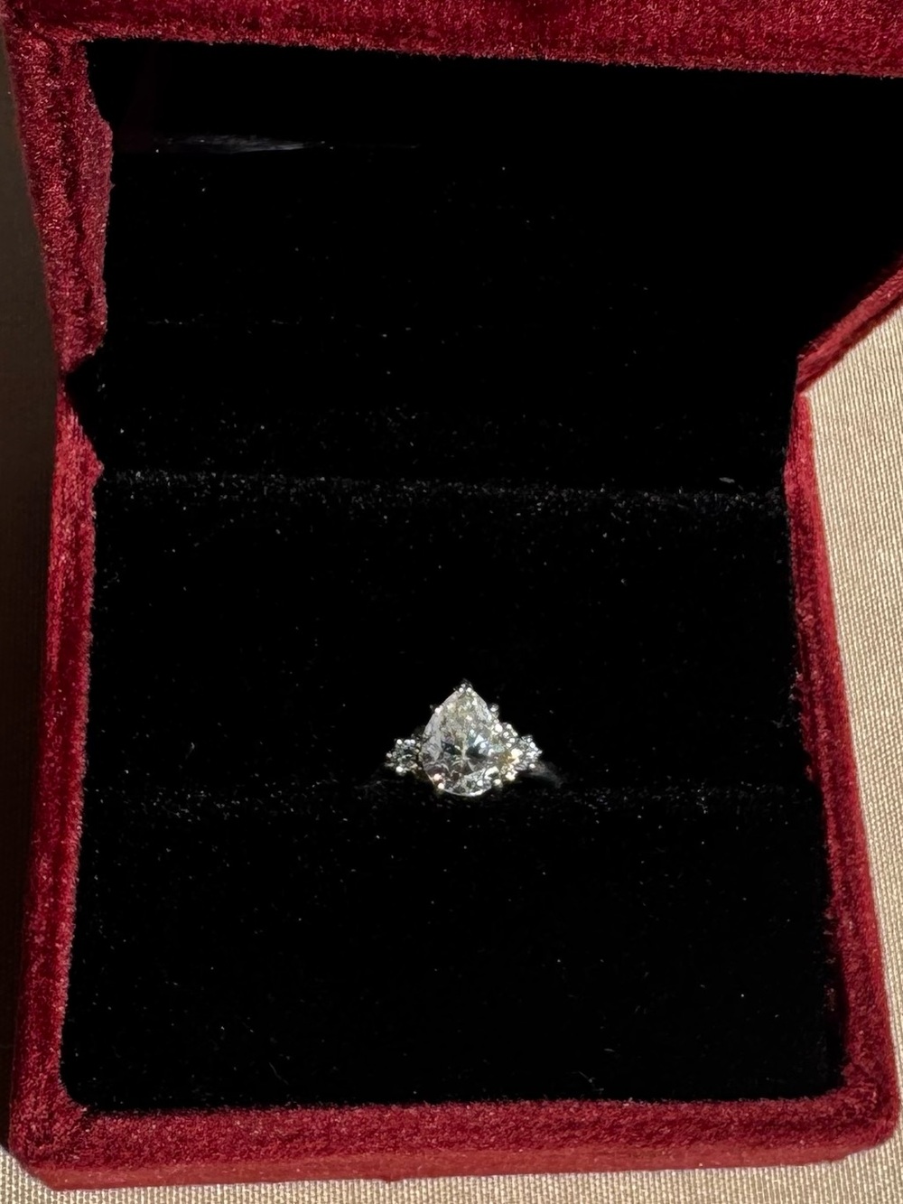 Pear Cut Moissanite Engagement Ring